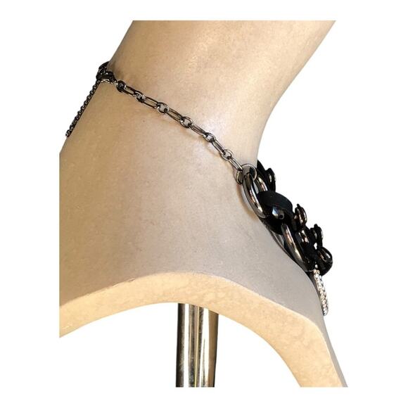 Urban Outfitters NWT Black Silver Sparkly Rhinestones Statement Necklace - Picture 7 of 13